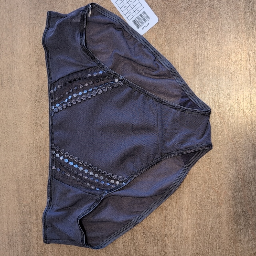 NEW Elomi Matilda Sheer Stretchy Embroidered Brief Panty 8905 Storm Gray Grey